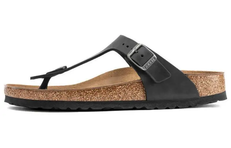 Birkenstock Leather Flip Flops Unisex Black Narrow