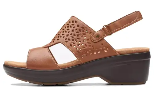 Clarks Leather One Strap Sandals 5.5cm Women's Brown
