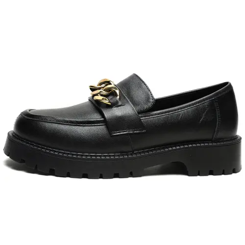 Leather trend fashionable universal comfortable non-slip wear-resistant black loafers, cowhide, soft sole