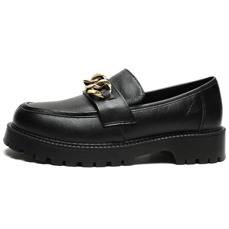 Leather trend fashionable universal comfortable non-slip wear-resistant black loafers, cowhide, soft sole