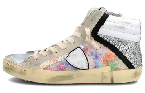 PHILIPPE MODEL Skateboard Shoes Women's High Top Silver White