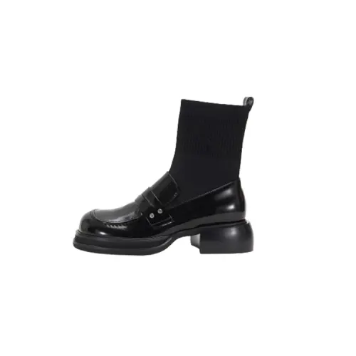 Teenie Weenie Cow Leather Short Combat Boots Women's