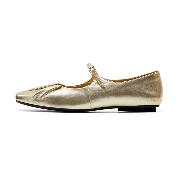 Marie Claire Sheepskin Casual Shoes 1.5cm Women's Gold