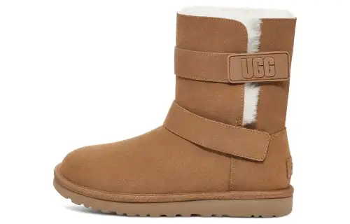 UGG Others Solid Color Casual and Comfortable LOGO Embossed Belt Mid-calf Snow Boots Women’s Maroon