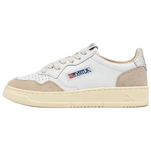 AUTRY Medalist Leather Low White Silver Beige Women's