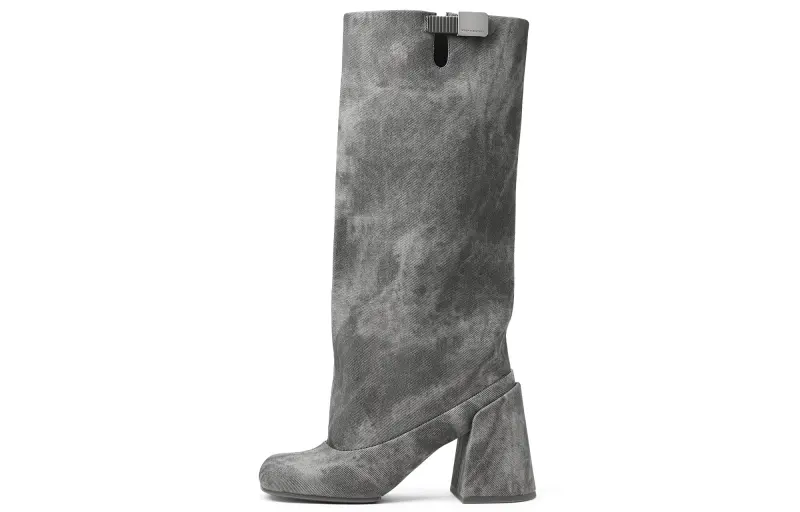 CHARLES&KEITH Small Charles & Keith Gothic Style Pu Knee high Boots 9.5cm Women's DARK GREY Dark Gray