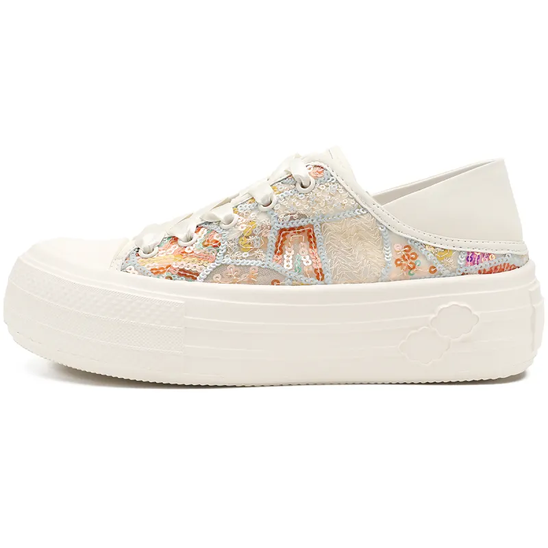 D FUSE SCANDINAVIA White Sneakers Flat Shoes Low top Skateboard Shoes Women's