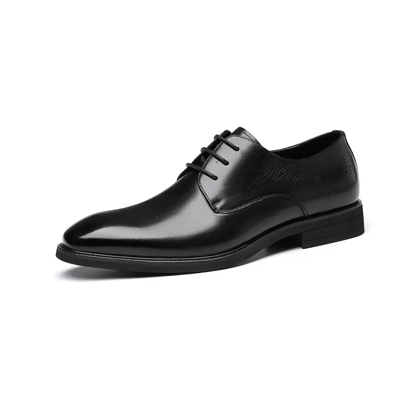 AOKANG first-layer cowhide, carved business Korean version, versatile and comfortable for commuting, formal leather shoes, men's black