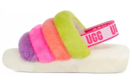 UGG FLUFF YEAH One Strap Sandals Women's White