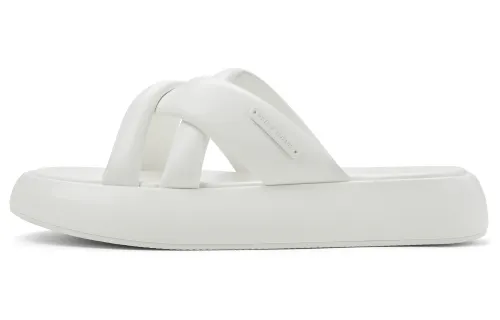CHARLES&KEITH Composite Sole Slide Slippers 3.5cm Women's White/Black/Butter/Dark Denim Blue