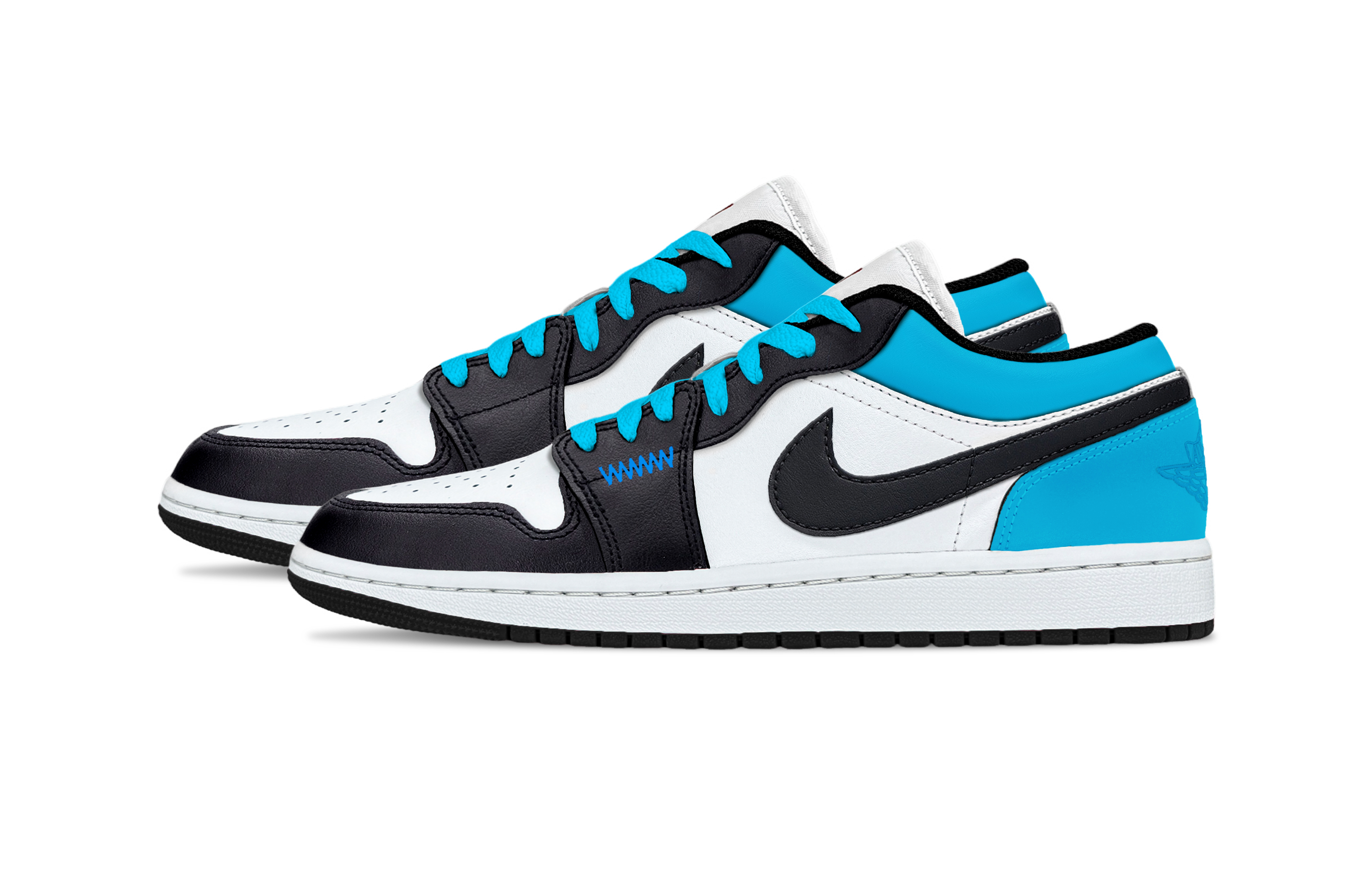 Jordan Air Jordan 1 Laser Blue Leather Support Low top Vintage Basketball Shoes Unisex Blue White