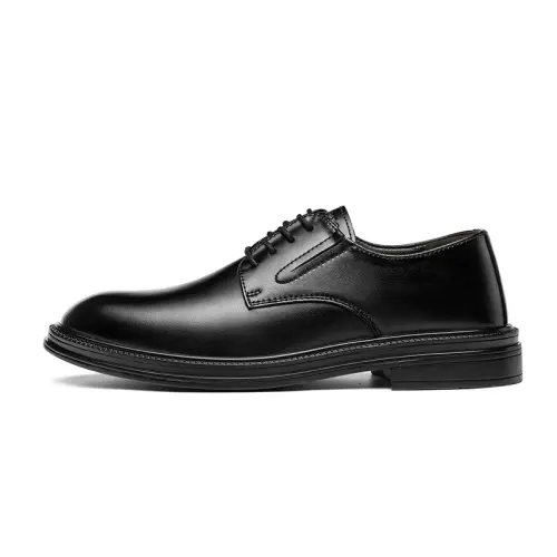 CARTELO Cartier crocodile two-layer cowhide microfiber leather, British style business casual, low-top, comfortable, simple and versatile, fashionable workplace commuting, rubber sole, light and wear-resistant, formal leather shoes, men's black