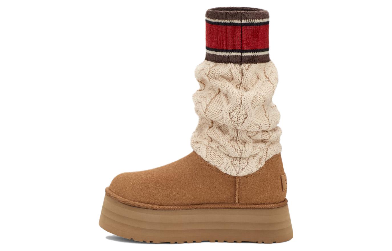 Женские сапоги UGG Leather Platform (коричневые)