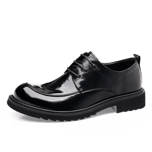 Mulinsen two-layer cowhide classic simple square toe formal leather shoes men's style