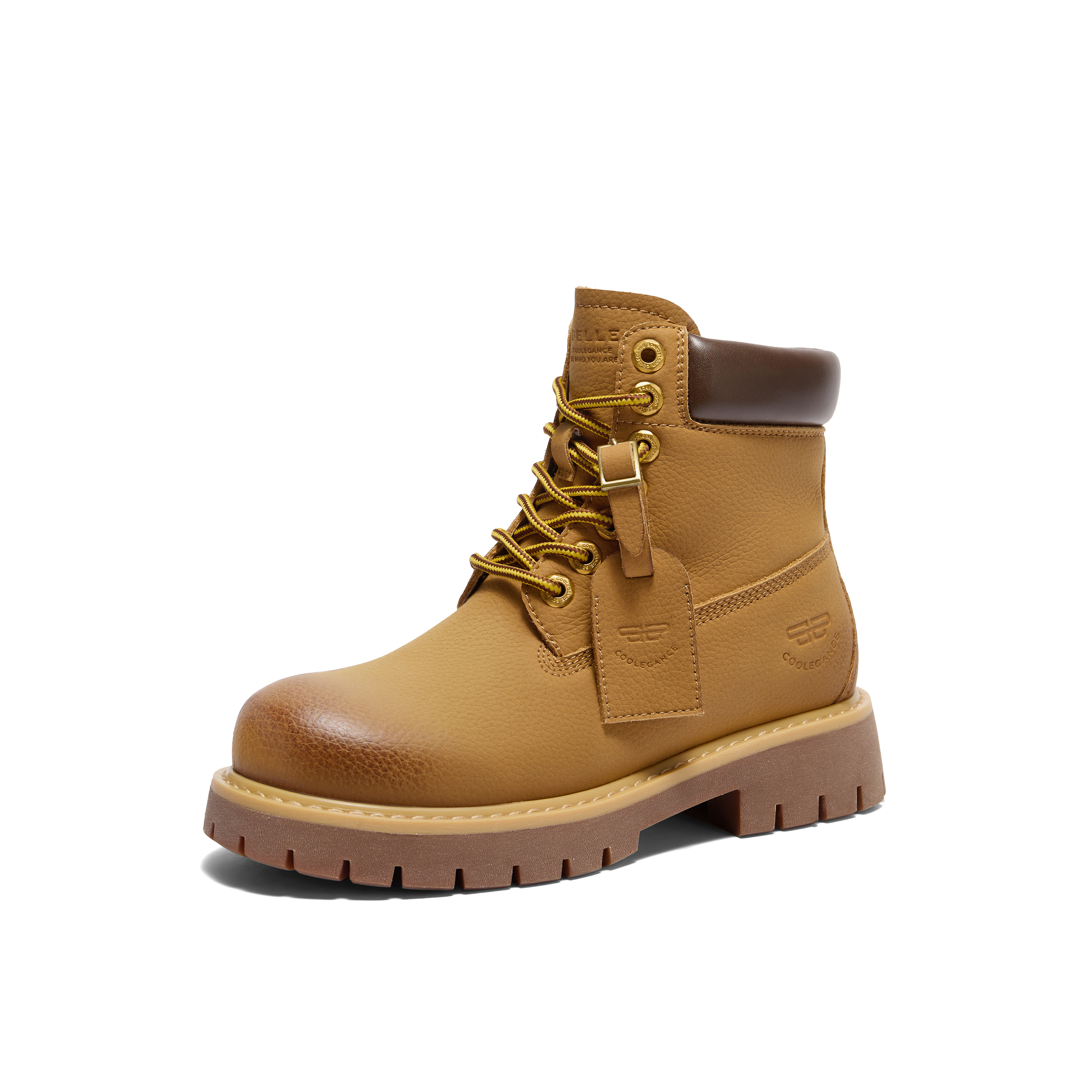 BELLE Fun And Wild Collection 13cm Combat Boots 4CM Women's Yellow, Brown