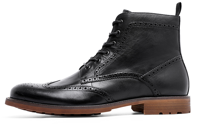Desai Top Grain Cow Leather Ankle Length Combat Boots Men's Black