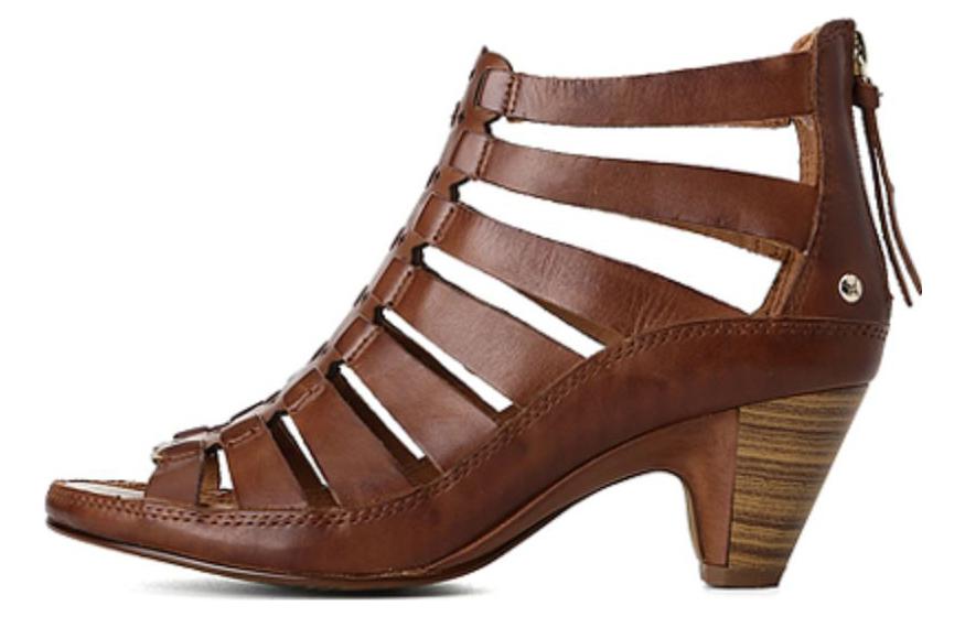PIKOLINOS Top Grain Cow Leather Cone Heel High Heels 6CM Women's Caramel
