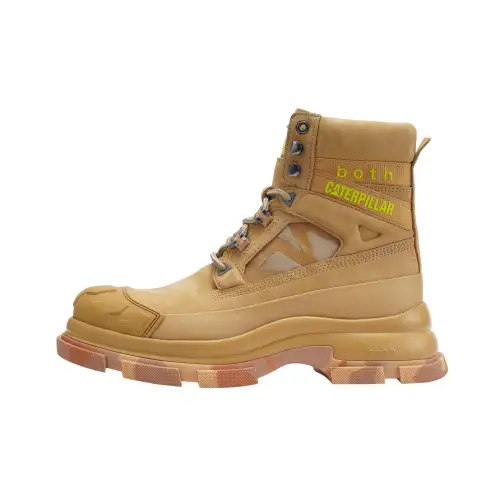 Both x CAT Cow Leather Slip Resistant Crew Outdoor Boots Men's Yellow