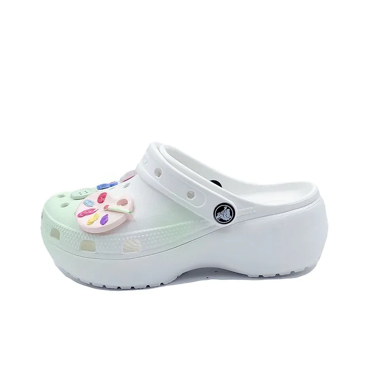 Crocs Classic Platform Lined Clog Naive Green EVA Clogs Unisex White Green