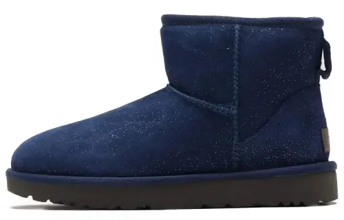 UGG CLASSIC MINI Sheepskin Thermal Abrasion Resistant Coverage Slip Resistant Short Snow Boots Men's Blue