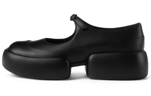 CHARLES&KEITH Small ck Gothic Lolita style PU simple thick sole Mary Jane casual shoes 4.5cm women's Black black