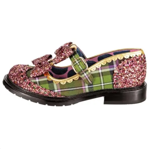 IRREGULAR CHOICE Pu Mary Jane Shoes Women's Green Pink