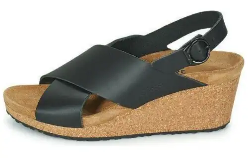 Birkenstock Leather One Strap Sandals 4cm Women's Black