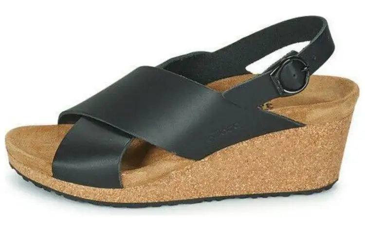 Birkenstock Leather One Strap Sandals 4cm Women's Black