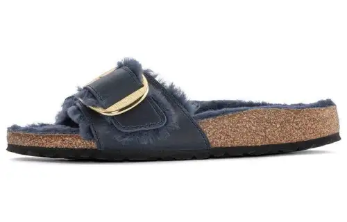 Birkenstock Leather Slide Slippers Women's Midnight Blue Regular