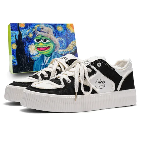 Pepe the frog niche literary campus canvas breathable commuting comfortable fashion trend air force casual classic versatile non-slip wear-resistant invisible height increasing couple low-cut sneakers same style for men and women