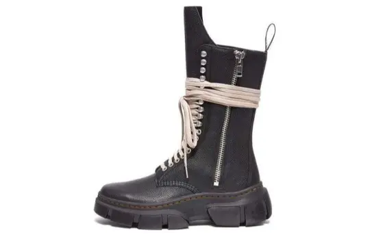 RICK OWENS x Dr.Martens Leather Ankle Boots Women's Black