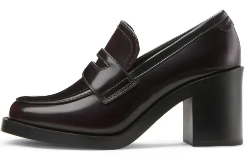 CHARLES&KEITH Small Ck Pu Women's Casual Shoes 7.5cm Women's Burgundy Wine Red/Black Box Black