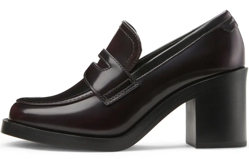 CHARLES&KEITH Small Ck Pu Women's Casual Shoes 7.5cm Women's Burgundy Wine Red/Black Box Black
