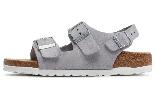 Birkenstock Leather Stylish Sandal Women's Light Gray