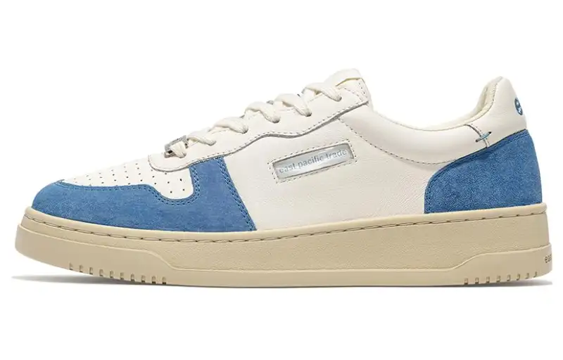 East Pacific Trade Leather Comfortable Round Toe Thermal Low top Skateboard Shoes Unisex Blue