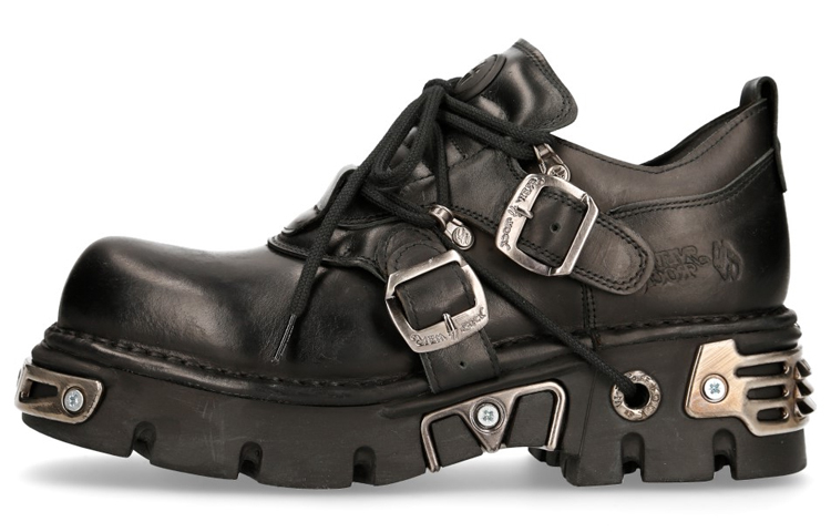 NEW ROCK Leather Low top Casual Shoes Unisex Black