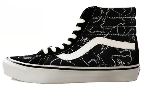 Vans x A BATHING APE SS23 LINE CAMO Series SK8-Hi suede casual high-top sneakers women's black