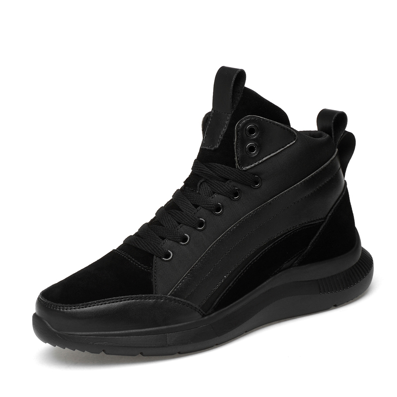 Mansion Bull Cow Split Leather Cushioning Height Increasing High top Running Shoes Men’s