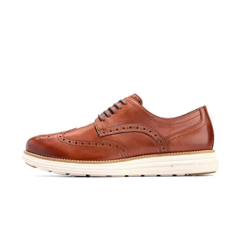 COLE HAAN Cow Leather Dress Shoes Men's Shiny Brown Box