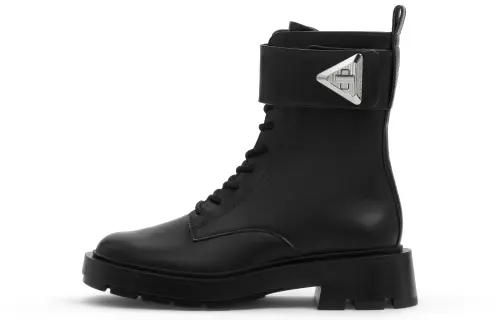 CHARLES&KEITH PU Short Combat Boots 4.1cm Women's