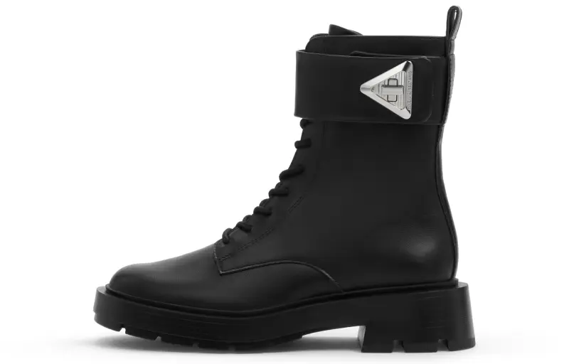 CHARLES&KEITH PU Short Combat Boots 4.1cm Women's