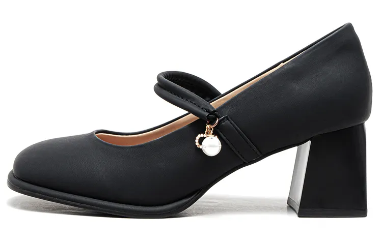 La Chapelle Pu Chunky Heel High Heels 6cm Women's