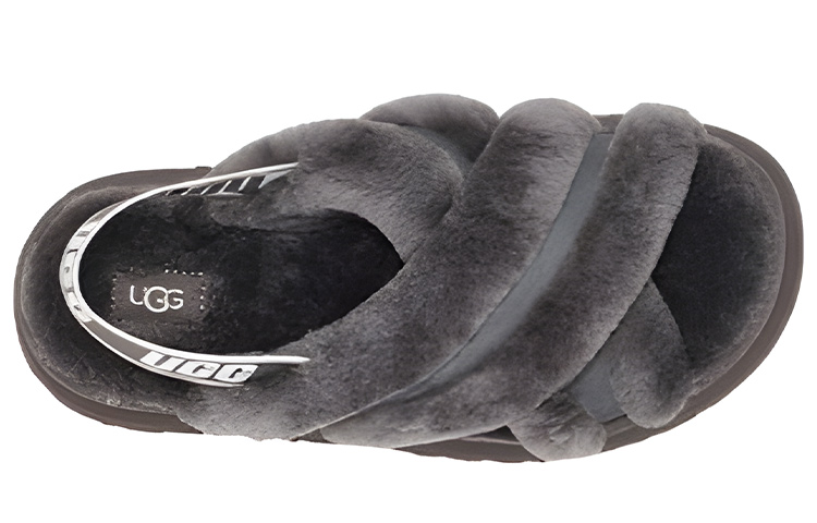UGG DISCO Fleece Lined, Crisscross Comfortable Mules Stylish Sandal Women's Gray