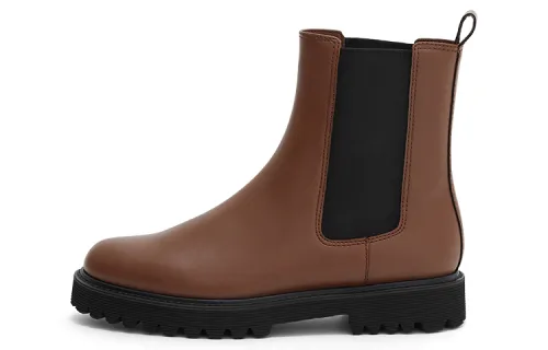 CHARLES&KEITH Short Chelsea Boots Women's Brandy