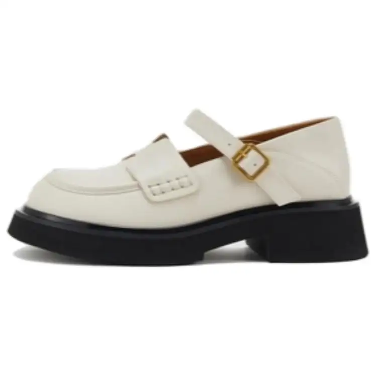 Teenie Weenie Cow leather elegant college style commuting thick heel Mary Jane shoes 4.2cm women's style