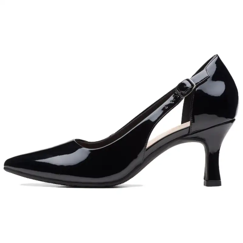 Clarks Patent Leather Slim Heel High Heels 7cm Women's Black