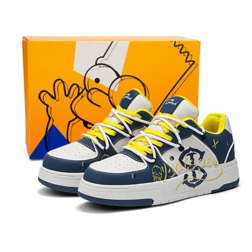 The Simpsons Casual Shoes Unisex Low Top Chasing Wind Marine Blue/Black White