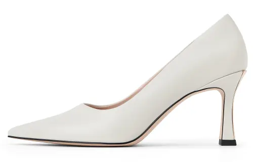 CHARLES&KEITH Pu Slim Heel High Heels 8cm Women's Chalk White/Black