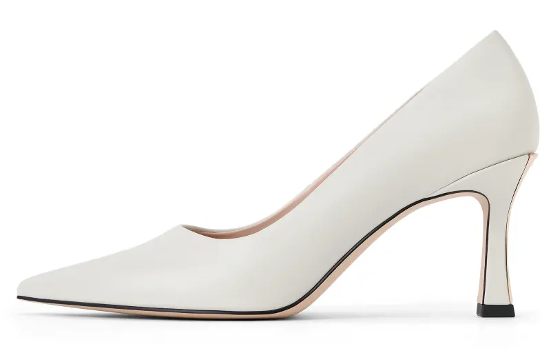 CHARLES&KEITH Pu Slim Heel High Heels 8cm Women's Chalk White/Black