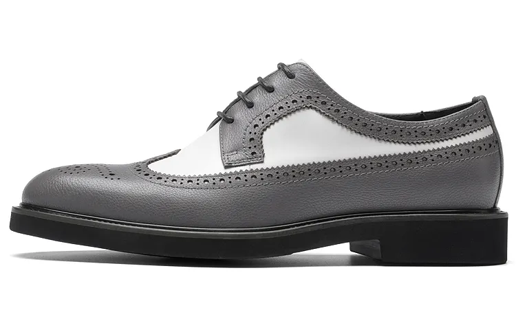 Anthony Miles Casual Leather Shoes Men's Low Top Gray White